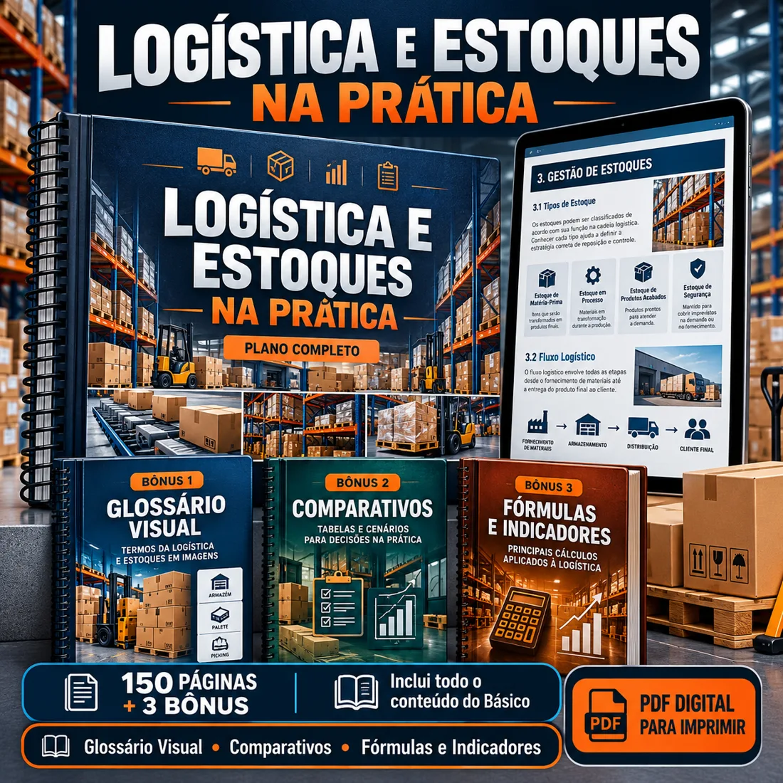 Apresentação digital da biblioteca Logística e Estoques na Prática